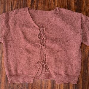 SHEIN Women's Cardigan in Mauve with Tie Front